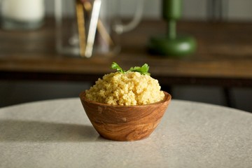 Quinoa in a Wooden Bowl 