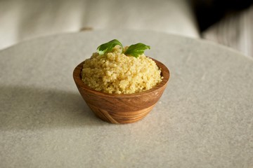 Quinoa in a Wooden Bowl 