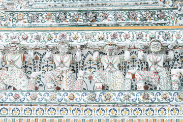 Detail of the on the stupa at wat arun ratchawararam.