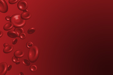 Red blood cells isolated on red background.