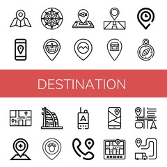 Set of destination icons such as Navigator, Gps, Compass, Placeholder, Location, Pin, Burj al arab, Navigation, Itinerary , destination