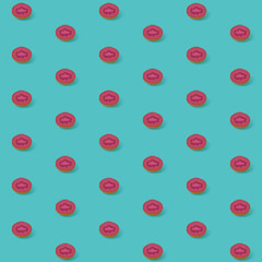 A seamless pattern with bright pink and dark yellow kiwis on a bright green background as a background of an internet website, wrapping paper, wallpaper etc.