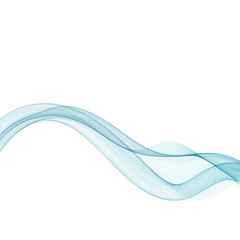  Horizontal smoky blue stylish wave on a white background