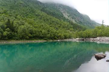 Fototapeta na wymiar Baduk lakes in Karachay-Cherkessia. Russia. Dombay, raw original picture