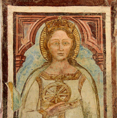 Fototapeta na wymiar Santa Caterina d'Alessandria; affresco nella chiesa di San Tommaso a Cles, Trentino