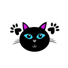 Obraz na płótnie Canvas muzzle of a black cat with blue eyes and paws