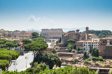 Fototapeta na wymiar Roman Forum And Colosseum
