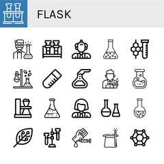 Set of flask icons such as Chemical, Chemist, Flask, Scientist, Chemistry, Test tube, Magician, Experimentation, Blood test, Molecular , flask