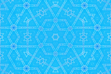 Symmetric geometric pattern in blue color.