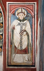 San Vigilio; affresco nella chiesa di San Vigilio a Cles, Trentino - obrazy, fototapety, plakaty
