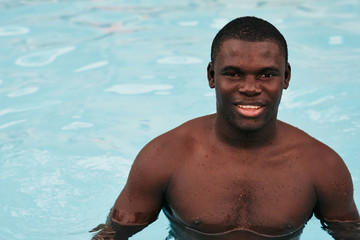 young man in swimming pool