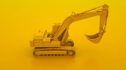 Yellow Excavator isolated on yellow background. 3d illustration © Laricha