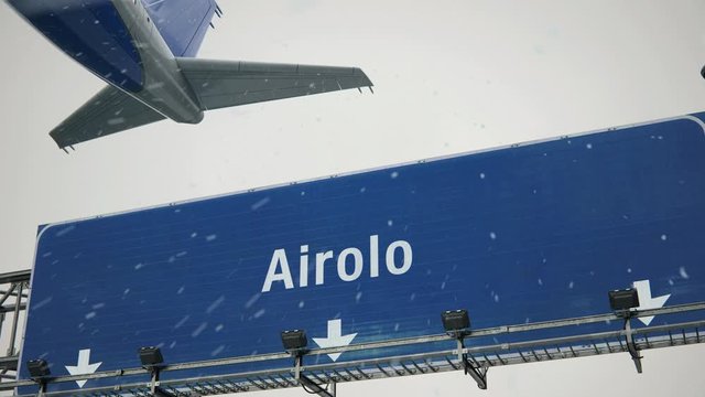 Airplane Takeoff Airolo in Christmas