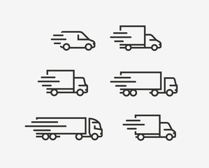 Truck icon set. Freight, delivery symbol. Vector illustration © ~ Bitter ~