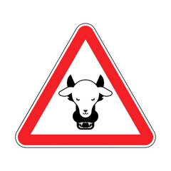 Attention Wolf in sheep's clothing. Warning red road sign. Caution Hypocrite. Danger Trickster and liar