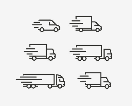 Truck icon set. Freight, delivery symbol. Vector illustration