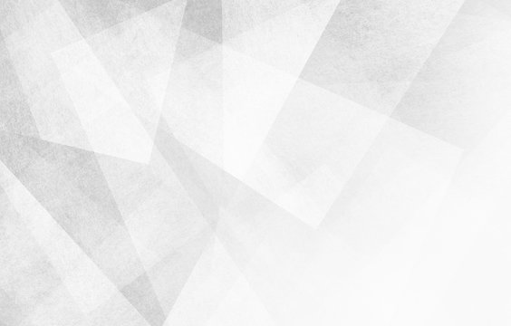 abstract white background design, geometric lines angles shapes in white and gray layers of transparent material