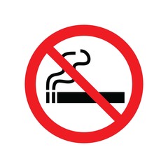 No smoking sign on white