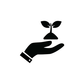 Hand holding up a sprout icon
