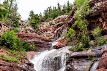 Hays creek falls top waterfall abstract closeup in Redstone, Colorado during summer