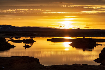 Myvatn lake at sunrise, Iceland