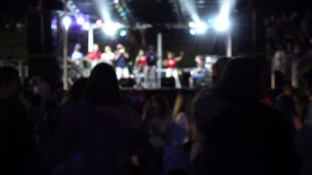 Out of Focus Concert with Dancing Crowd