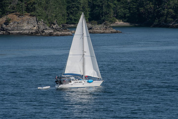 Obraz premium Yacht sailing on the water