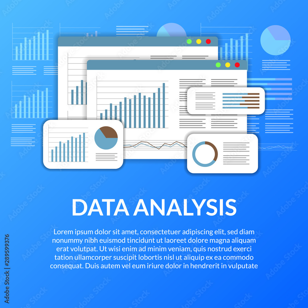 Wall mural web page statistic data analysis with chart, graph, line, diagram.
