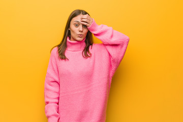 Young modern woman worried and overwhelmed