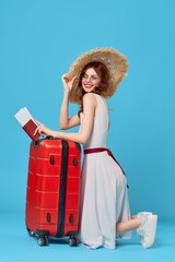 young woman with suitcase