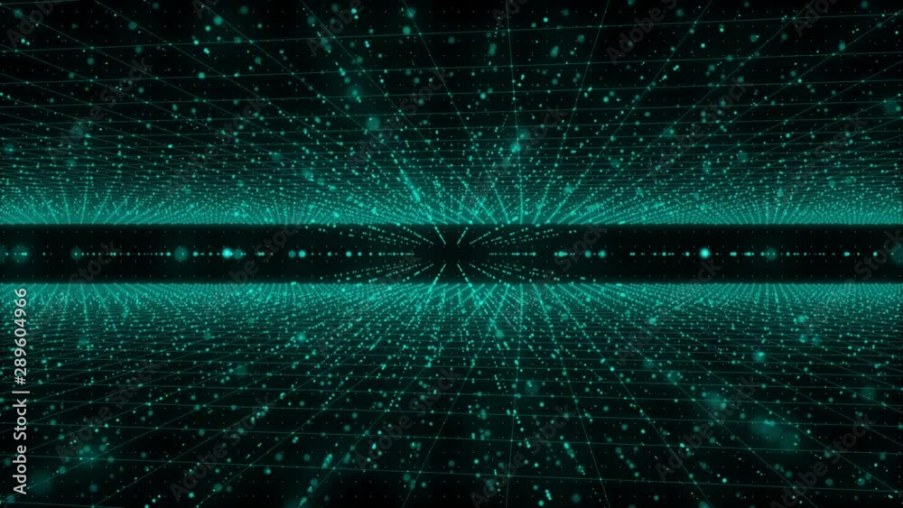 Aufkleber Technology 4K Digital Fly Through Space Tunnel Binary Number Data Code Animation Background. Sci fi Futuristic 3D Rendering Communication Transfer Motion.