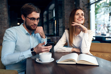 young couple in cafe