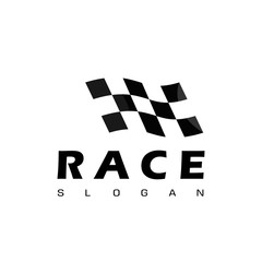 Race Logo Design Template With Black And White Flag Symbol