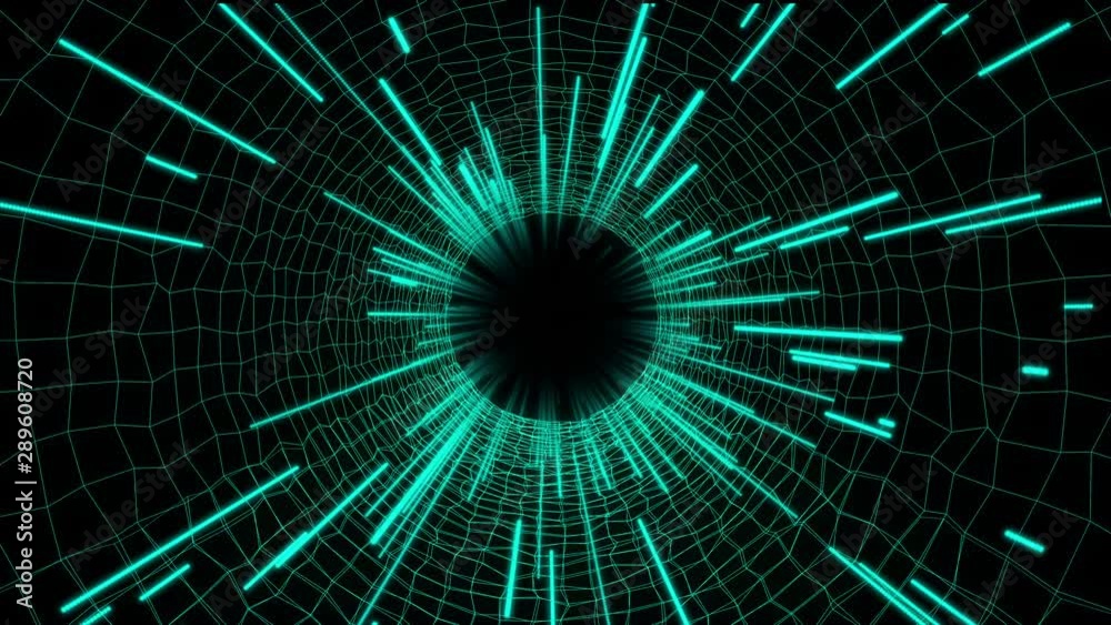 Aufkleber Technology 4K Digital Fly Through Space Tunnel Binary Number Data Code Animation Background. Sci fi Futuristic 3D Rendering Communication Transfer Motion.