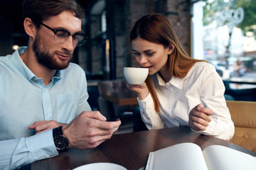 young couple in cafe