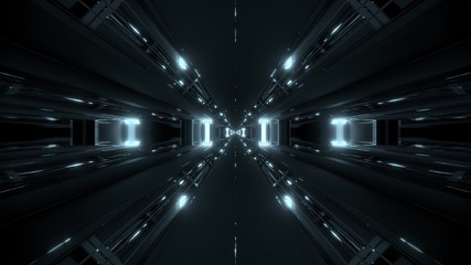 Fototapeta na wymiar dark futuristic scifi tunnel corridor 3d rendering background wallpaper