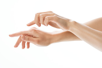 female hands isolated on white background