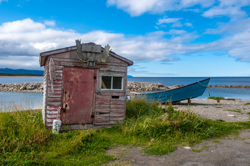 Abandoned Fishing Shack and Boat in Green Point, Gros Morne National Park, Newfoundland