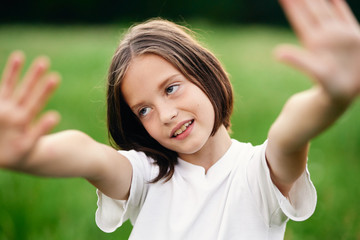 happy girl with thumbs up