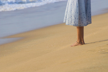 Indian Girl Relaxing on Beach