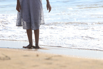 Indian Girl Relaxing on Beach