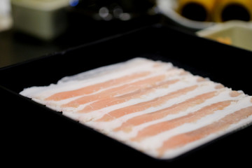 Thin sliced pork for cooking sukiyaki style