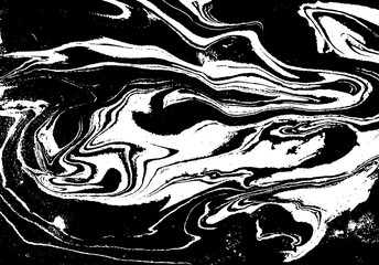 Black and white liquid texture. Abstract vector background.