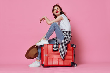 young woman with a suitcase