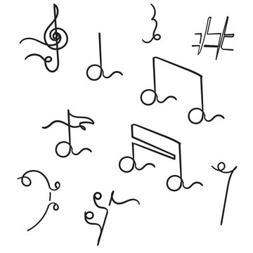 continuous line doodle music note illustration vector