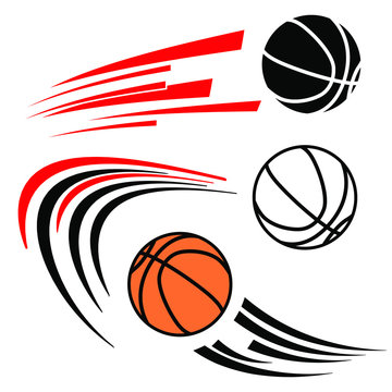 Basketball ball shooting with motion line , Basketball graphic vector.