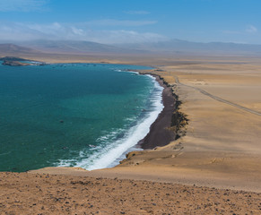 Desert and green sea in Peru