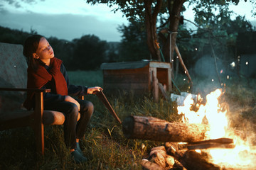 young woman in the forest
