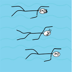 illustration of a swimming in water