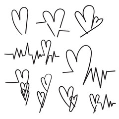 continuous line doodle heart illustration vector